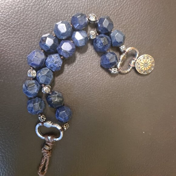Double Strand Lucky Brand Navy and Silver Tone Bracelet - Picture 1 of 4